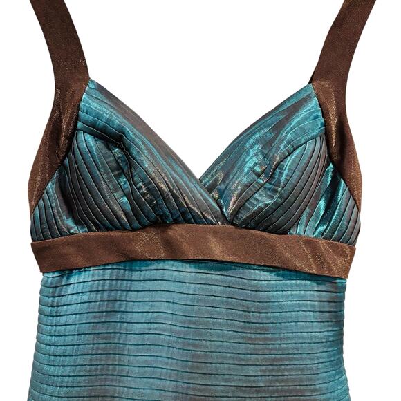 Y2K iridescent pleated body con dress dark blue, Size Small - Picture 2 of 8